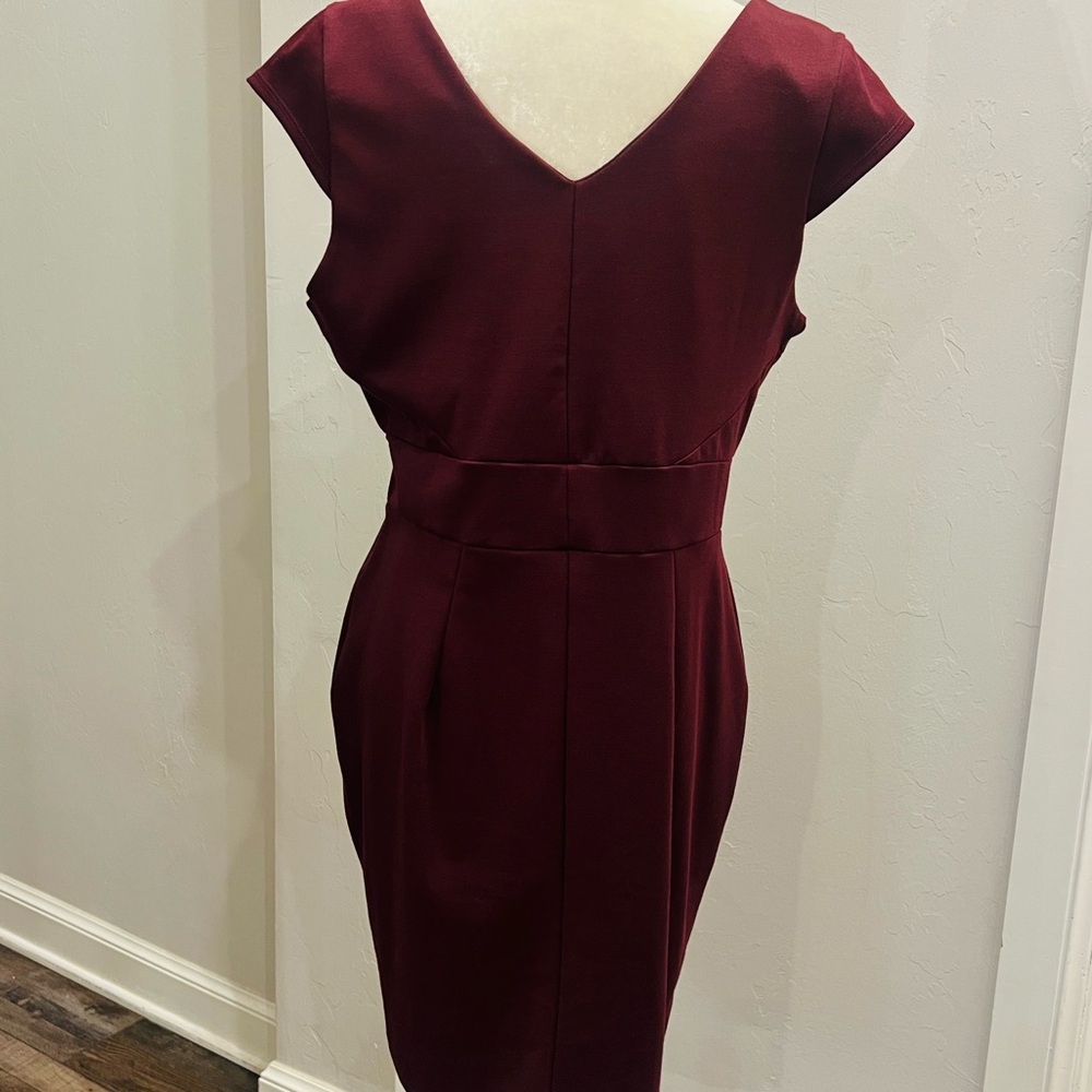 Dorothy Perkins Burgundy Pencil Dress Size 12 16uk - Picture 3 of 4